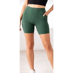 DSG Biker Shorts Womens XL Green High Rise Stretch Active Gym Workout